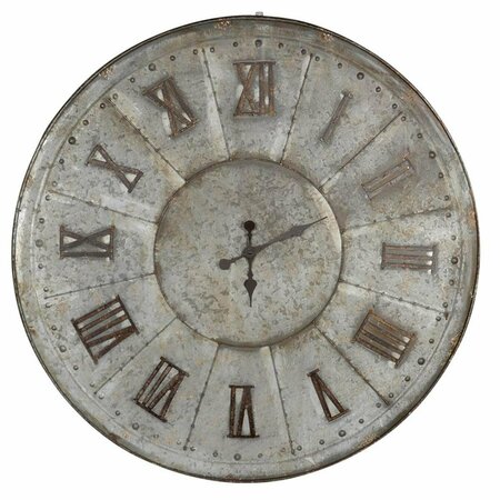 HOMEROOTS Oversized Rustic Galvanized Metal Round Wall Clock 401287